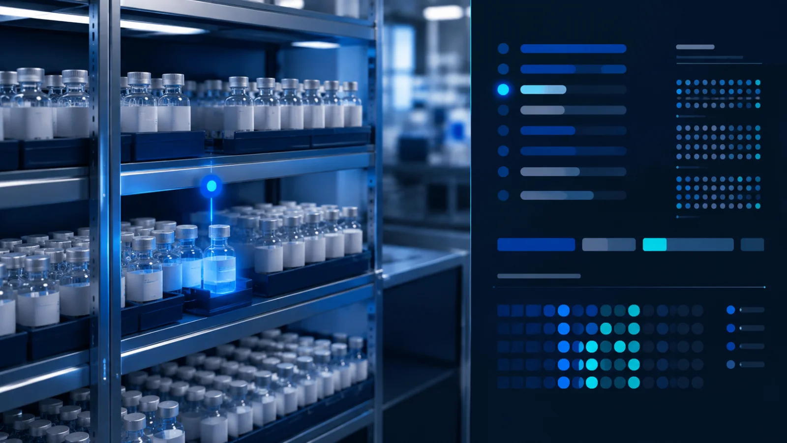 Organized laboratory inventory with a digital stock notification